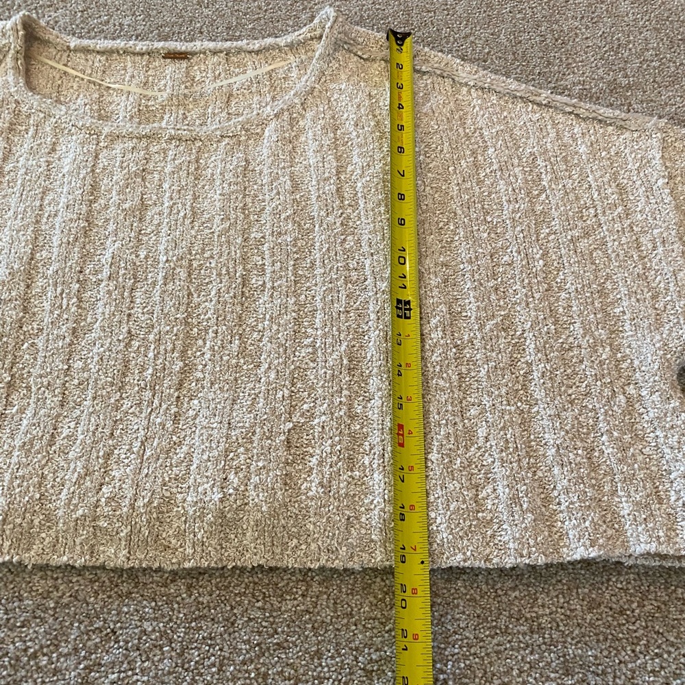Free People Textured Bouclé Cropped Top in Light Beige - Picture 3 of 7